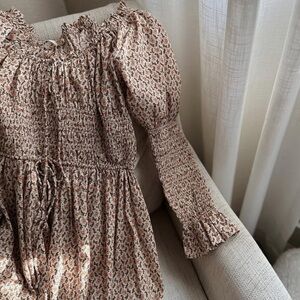 DOEN Kaira In Cream Winter Ditsy Long Casual Maxi Dress Size Small